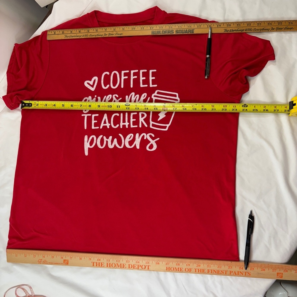 Lot of 2 Teacher T-Shirts XXL Coffee Powers & Halloween Witch Purple Red Graphic - Picture 3 of 8